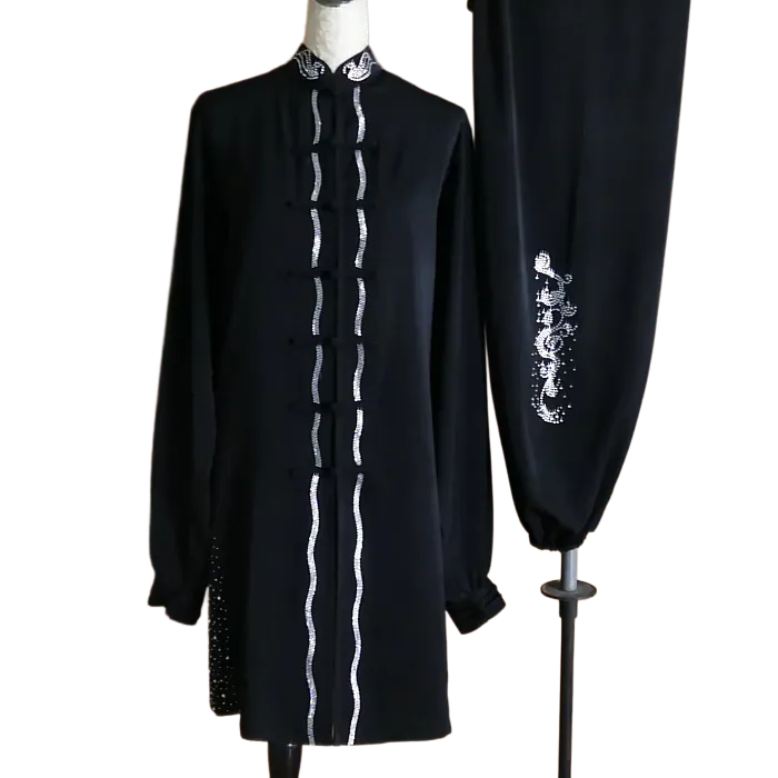 Black Sequin Leaf Performance Uniform UC2026SQT-002