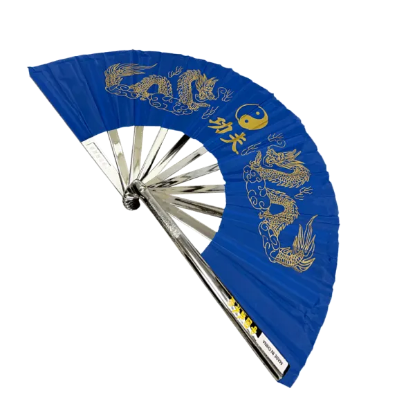 Metal Alloy Golden Dragon Kung Fu Fan (Fan001) – Striking Blue Design