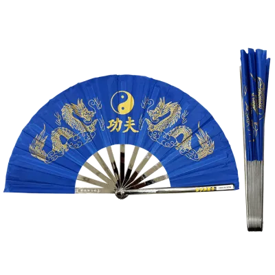 Metal Alloy Golden Dragon Kung Fu Fan (Fan001) – Striking Blue Design