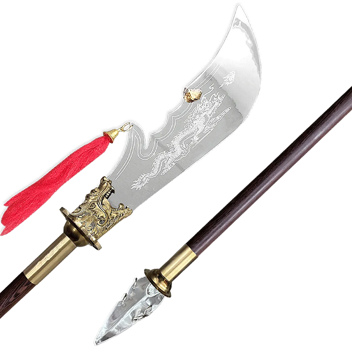 Wenge Wood Brass Dragon Head Kwan Dao (TDL002) – Traditional Kung Fu Weapon