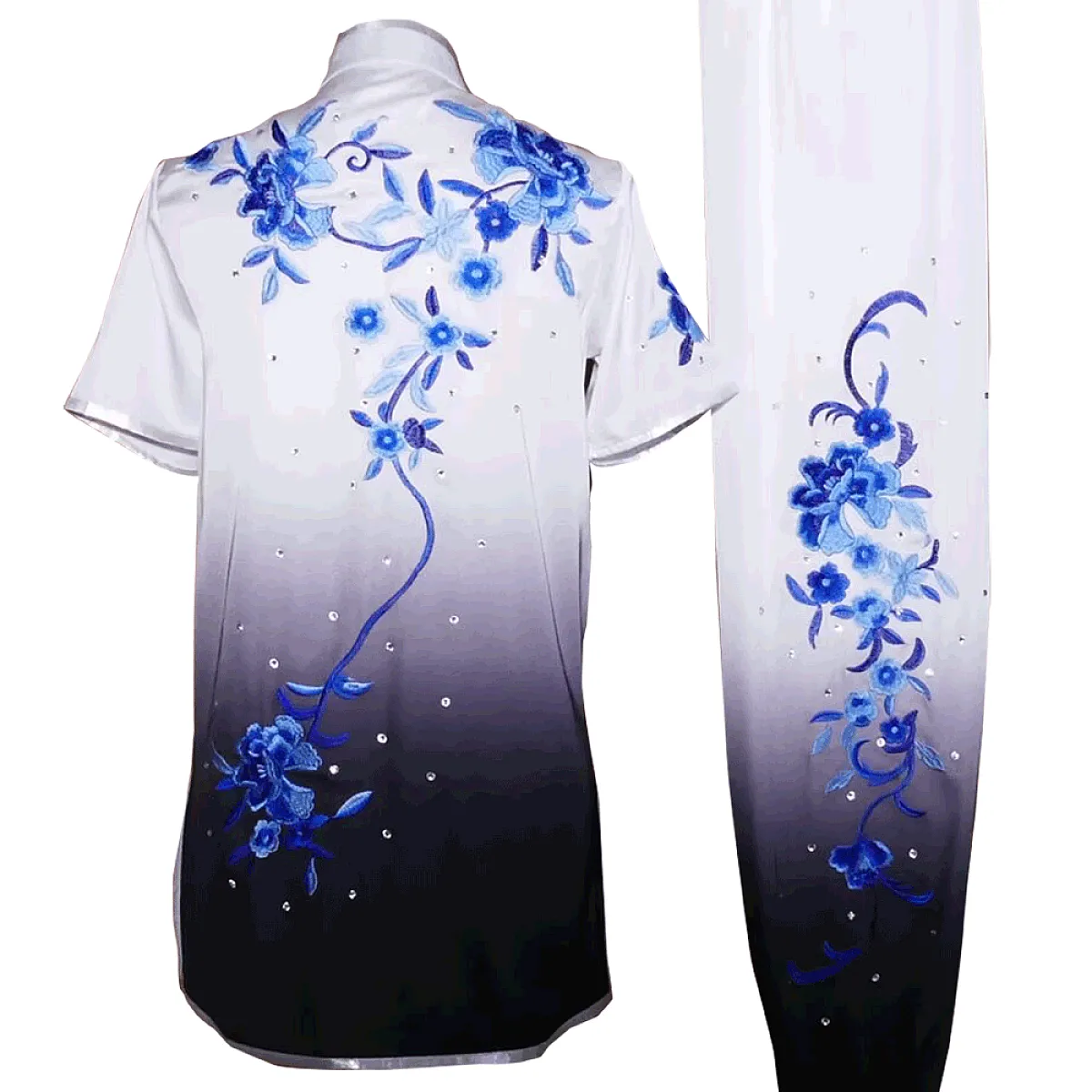 White/Black Gradient Uniform with Flower Embroidery (Pre-Order) UC2024-005