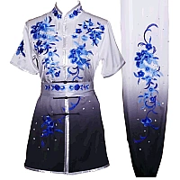 White/Black Gradient Uniform with Flower Embroidery (Pre-Order) UC2024-005