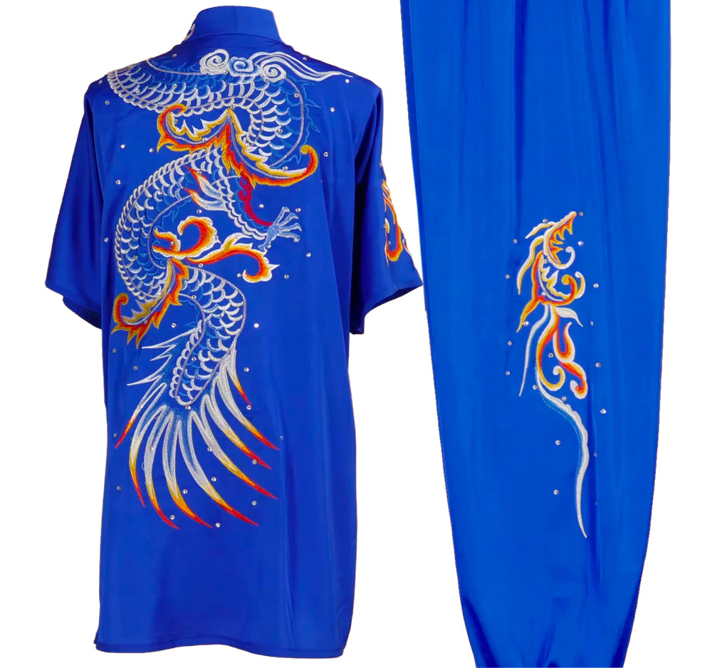 UC001 – Blue Kung Fu Uniform with Dragon Embroidery