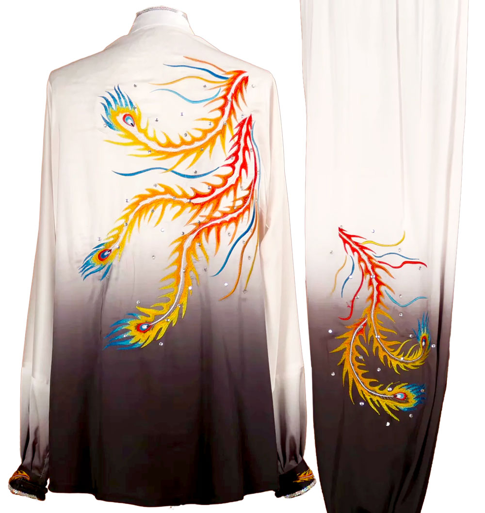 UC009 - White/Black Gradient Uniform with Phoenix Embroidery