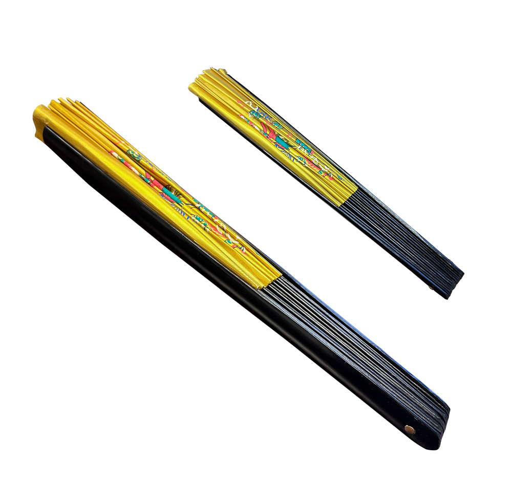 Golden Taichi Kung Fu Fan with Dragon Phoenix Design (Fan04)