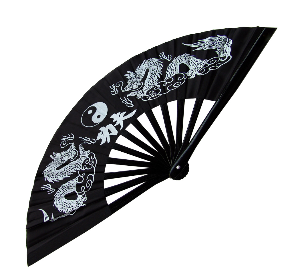 Black Tai Chi Kung Fu Bamboo Rib Fan (Fan08)