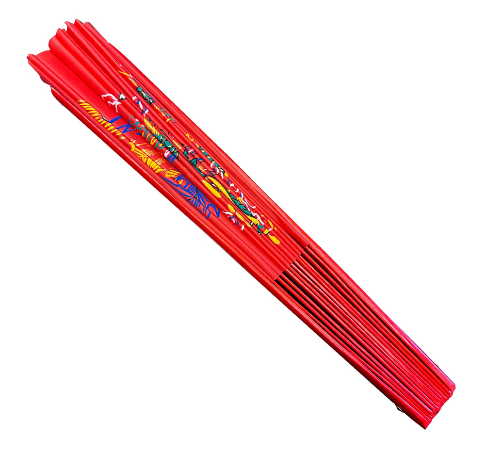 Red Dragon Phoenix Tai Chi Kung Fu Bamboo Rib Fan - Left Hand Only (Fan09-L)