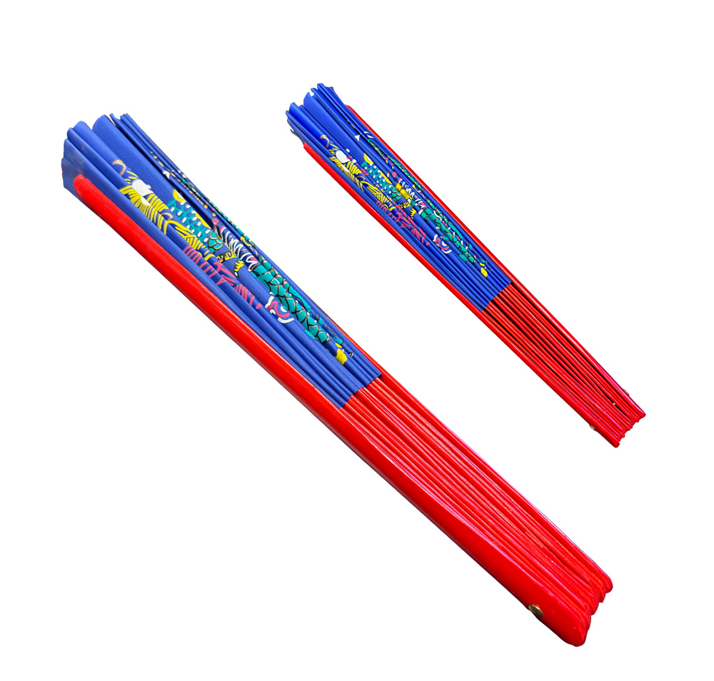 Blue Dragon Phoenix Tai Chi Kung Fu Fan (Fan16) – Red Bamboo Ribs & Loud Snapping Sound