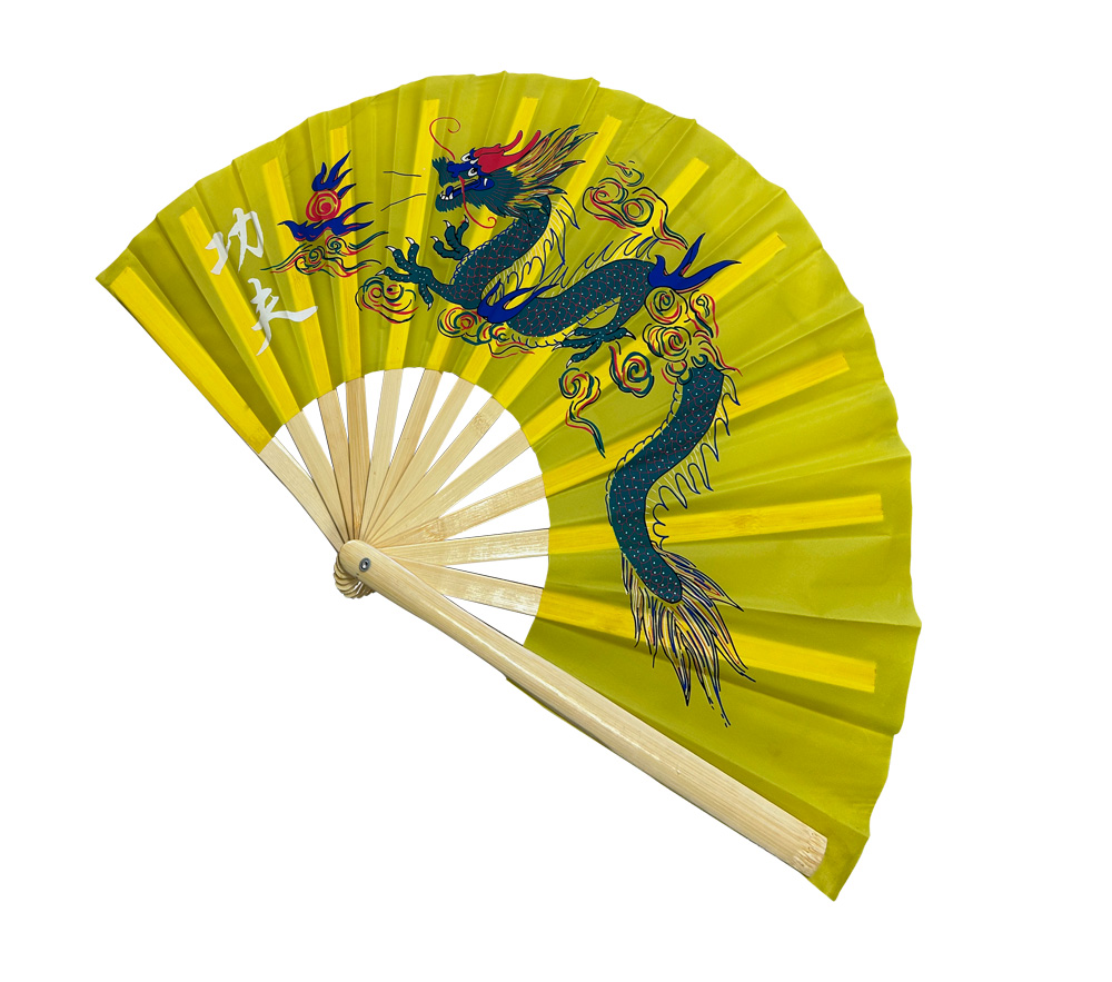 Yellow Tai Chi & Kung Fu Fan (Fan23) – Lightweight Bamboo Martial Arts Fan