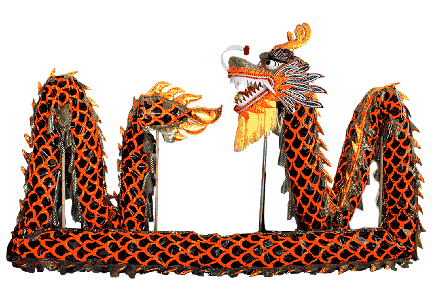 Black Body with Red Scales Dragon Costume Featuring Golden Dragon Fins (D1327) – Pre-Order Only!