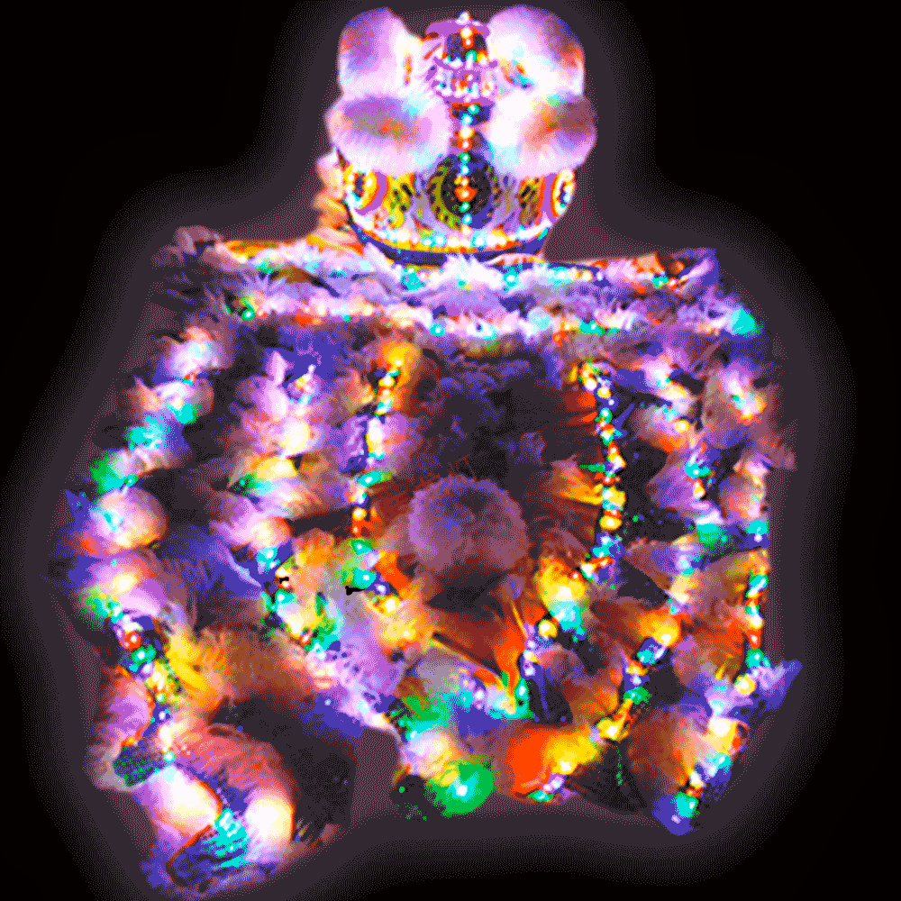 D1309 LED Luminous Fut-San Lion Dance Costume – 5 Color Options with Remote Control