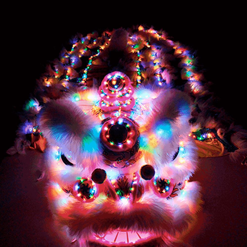 D1309 LED Luminous Fut-San Lion Dance Costume – 5 Color Options with Remote Control
