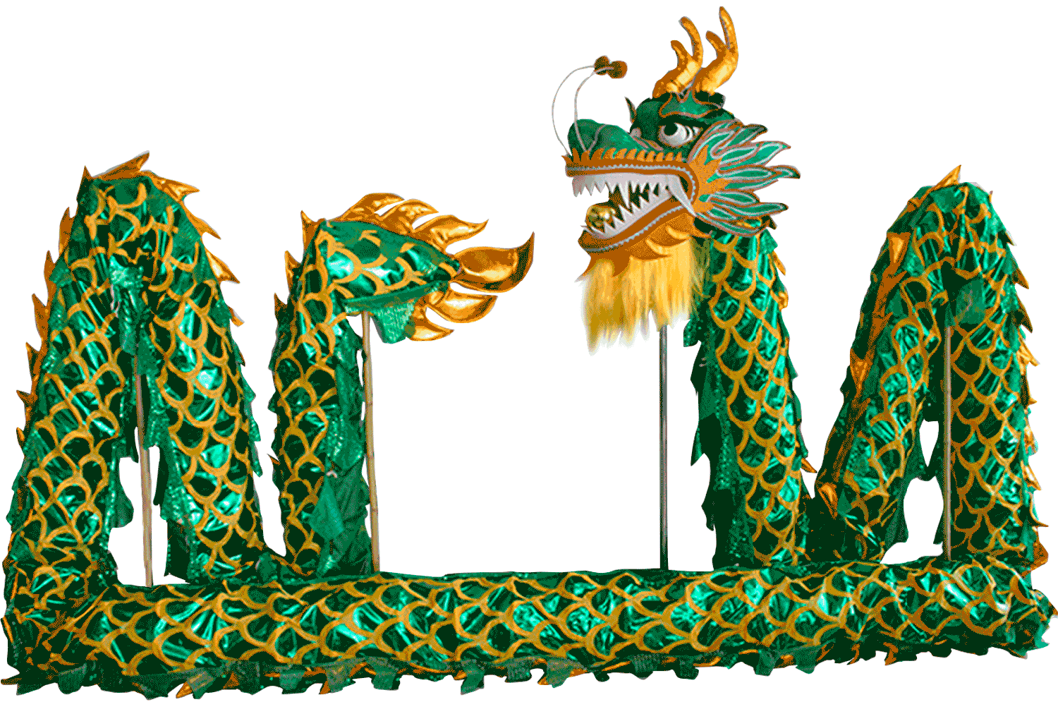 Green Laser Body Dragon with Golden Scales – Competition Dragon Dance Costume (D1323) – Pre-Order Only!