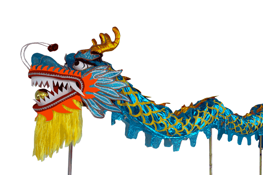 Lake Blue Laser Body Dragon with Golden Scales – Competition Dragon Dance Costume (D1324) – Pre-Order Only!
