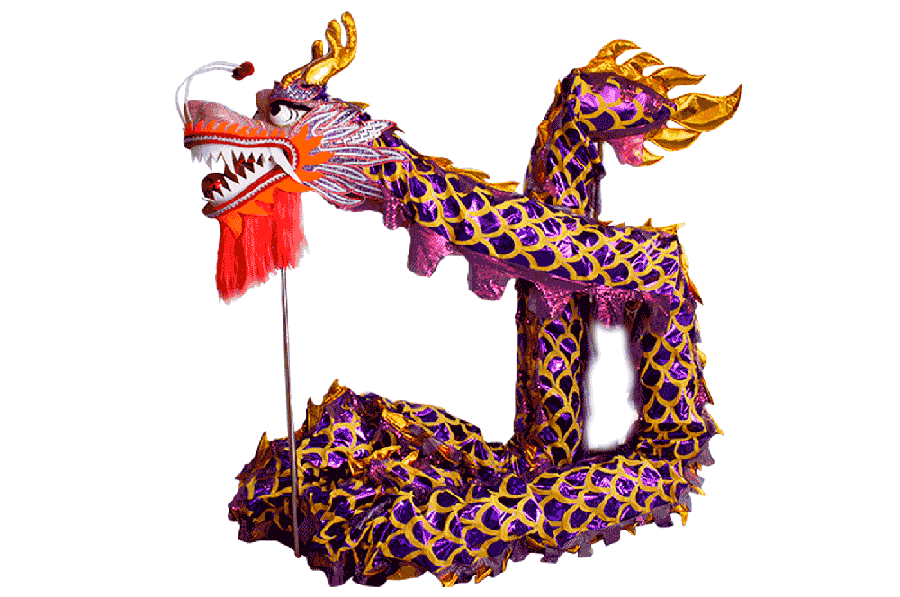 Purple Laser Body with Golden Scales Dragon – Chinese Dragon Dance Costume (D1325)