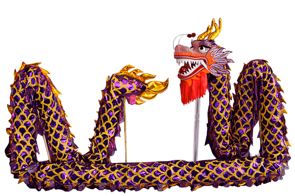 Purple Laser Body with Golden Scales Dragon – Chinese Dragon Dance Costume (D1325)