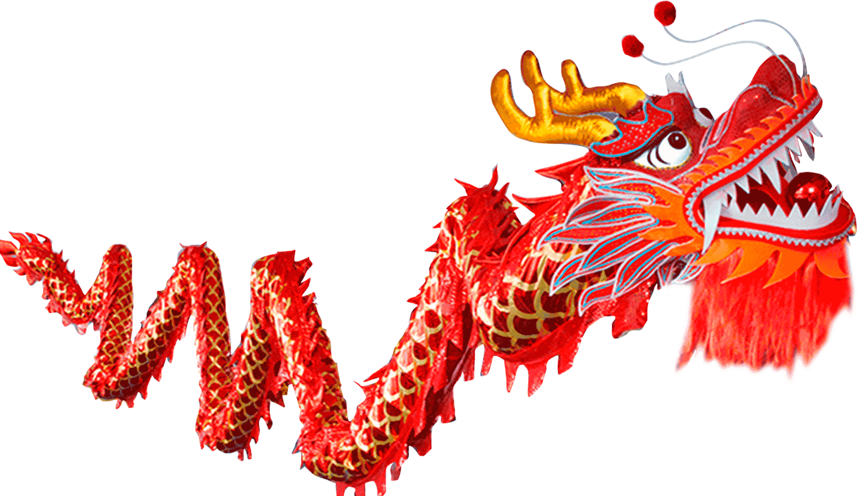 D1320 - Red Laser Body with Golden Scales Dragon -Chinese Dragon Dance Costume