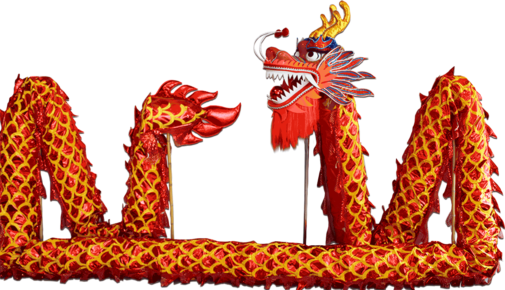 D1320 - Red Laser Body with Golden Scales Dragon -Chinese Dragon Dance Costume
