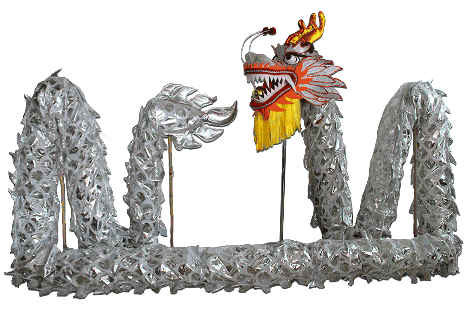 Silver Laser Body with White Scales Dragon – Competition Dragon Dance Costume (D1326) – Pre-Order Only!