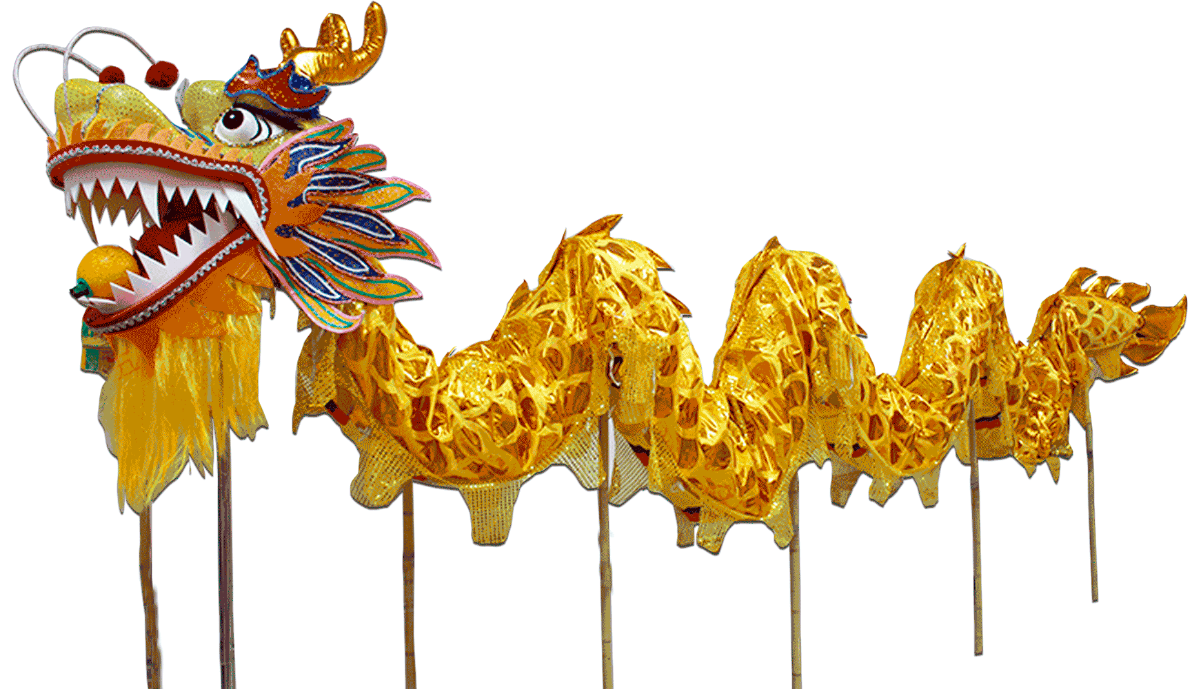 Golden Laser Body with Yellow Scales Dragon – Majestic Chinese Dragon Dance Costume