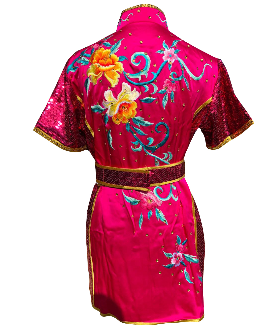 PSU017 – Pink Flower Embroidery Silk Kung Fu Uniform