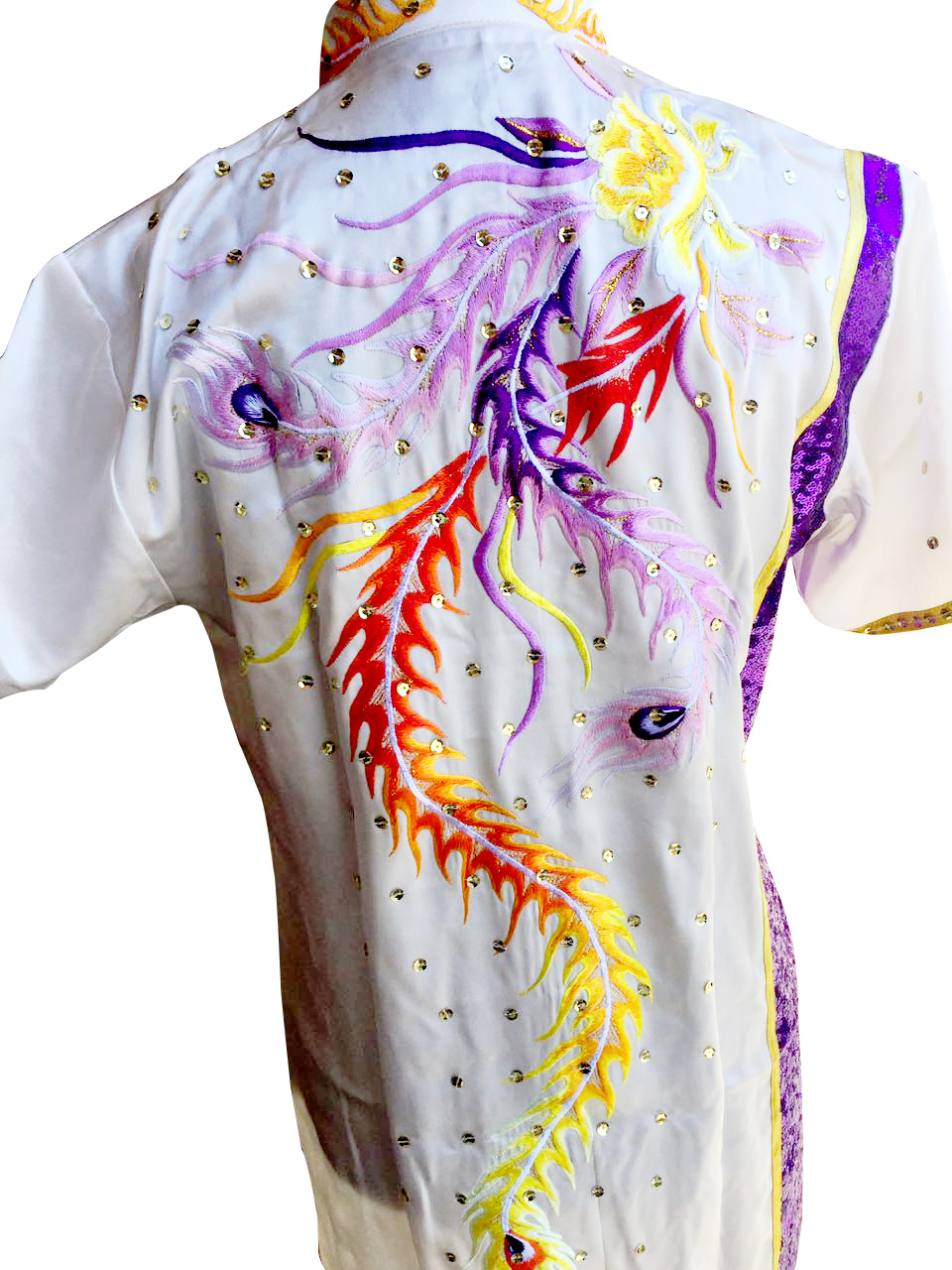 PSU024 – White Phoenix Embroidery Silk Kung Fu Uniform