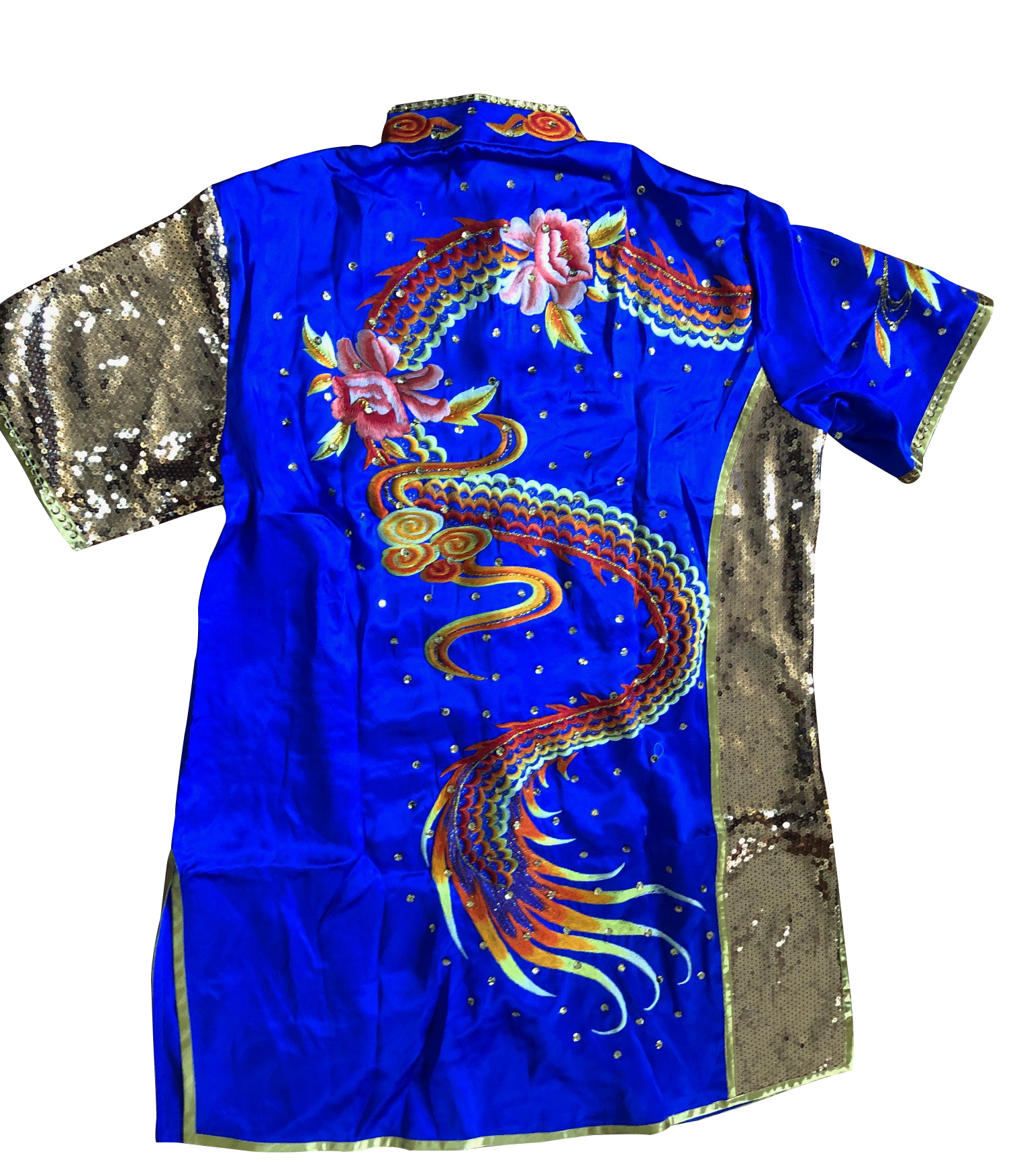 PSU028 – Blue Dragon Embroidery Silk Kung Fu Uniform