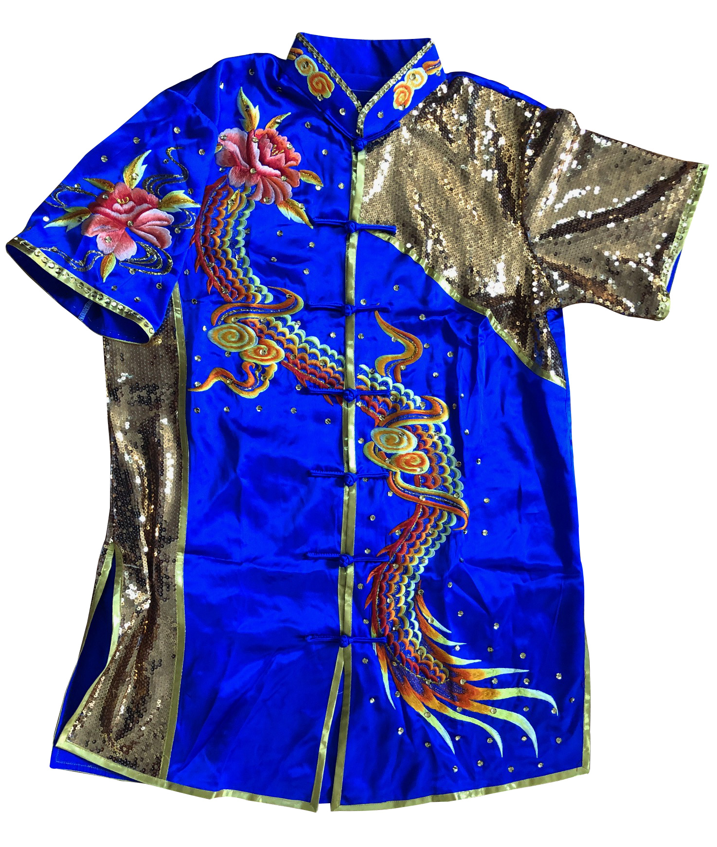 PSU028 – Blue Dragon Embroidery Silk Kung Fu Uniform