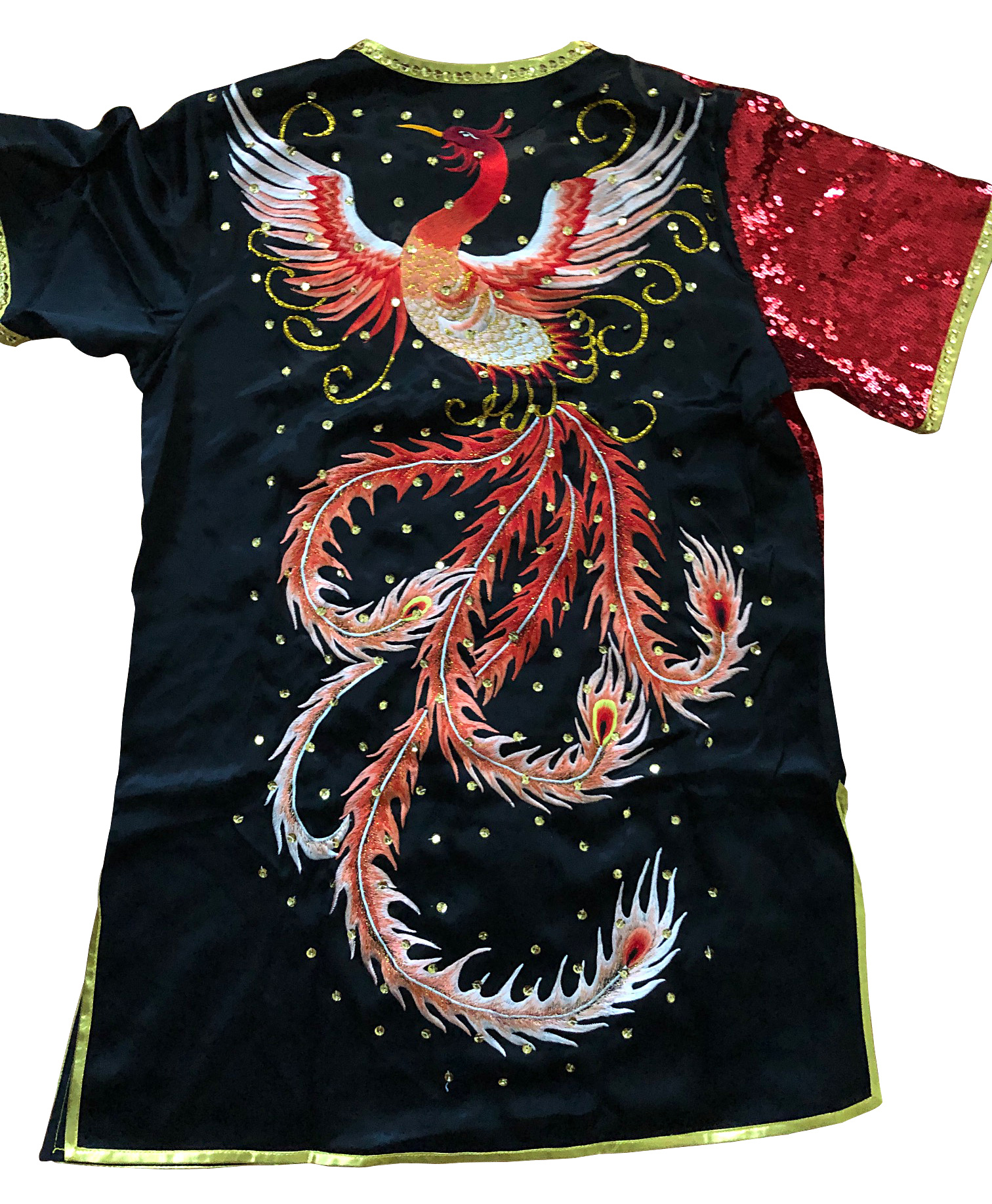 PSU032 – Red/Black Phoenix Embroidery Silk Kung Fu Uniform (Female Southern Style)