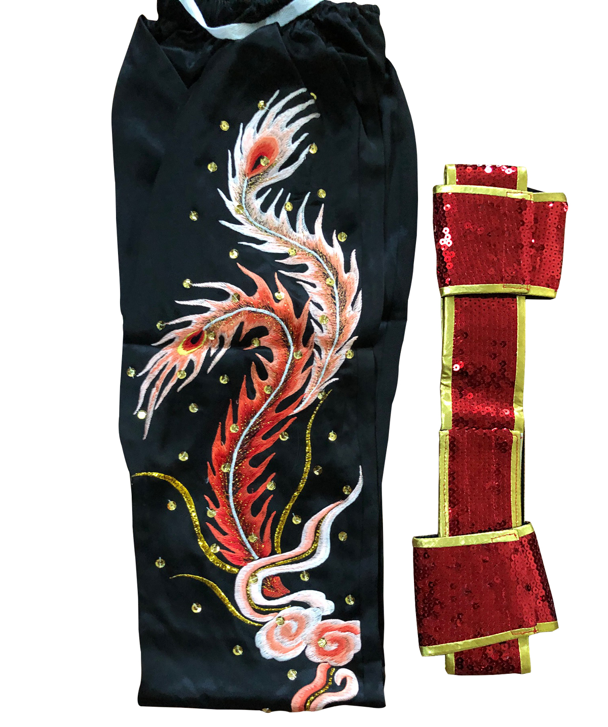 PSU032 – Red/Black Phoenix Embroidery Silk Kung Fu Uniform (Female Southern Style)