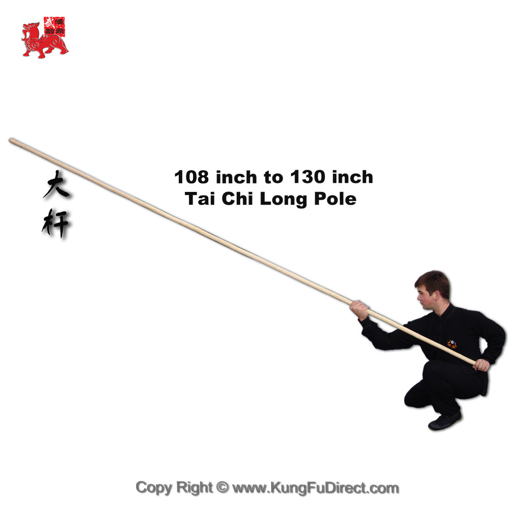 Tai Chi Long Pole – White Wax Wood Staff for Traditional Martial Arts
