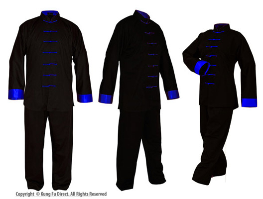 U0701 Black Soft Cotton Uniforms with Blue Trim XXL (discontinued)