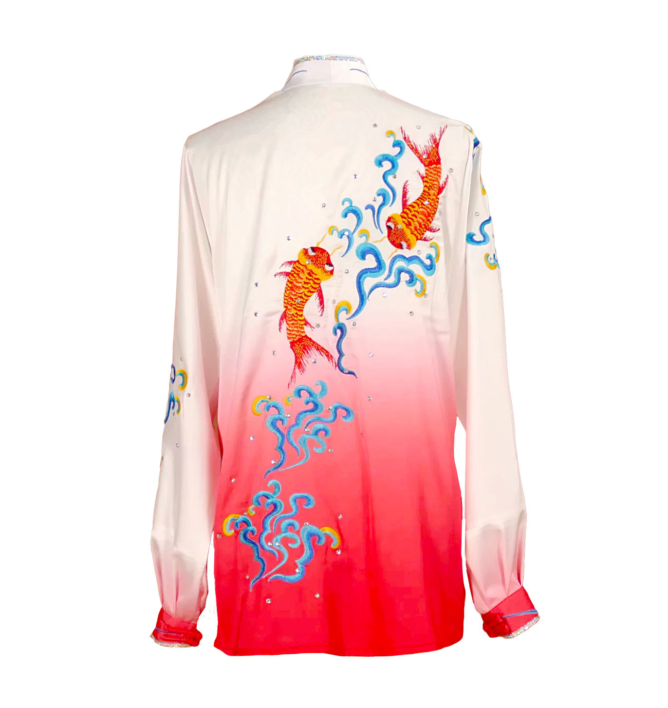 UC018 - White/Red Gradient Uniform with Red Embroidery