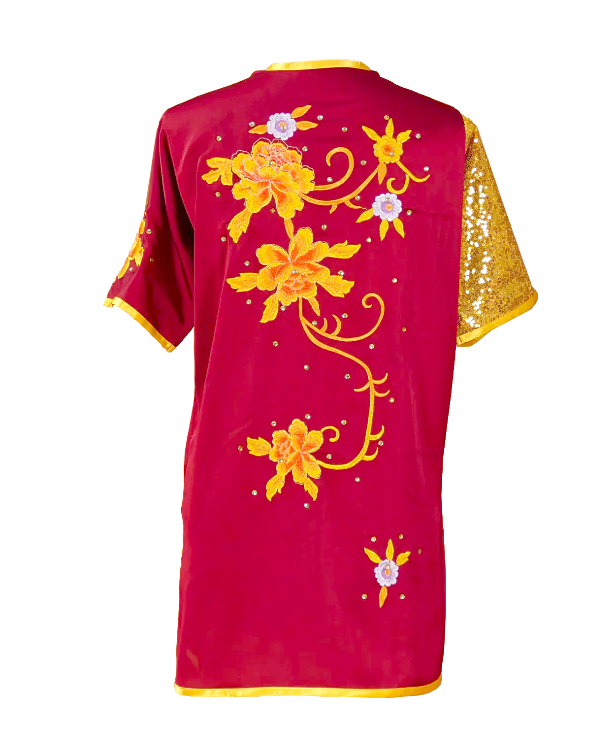 UC025 - Cardinal Red Uniform with Flower Embroidery