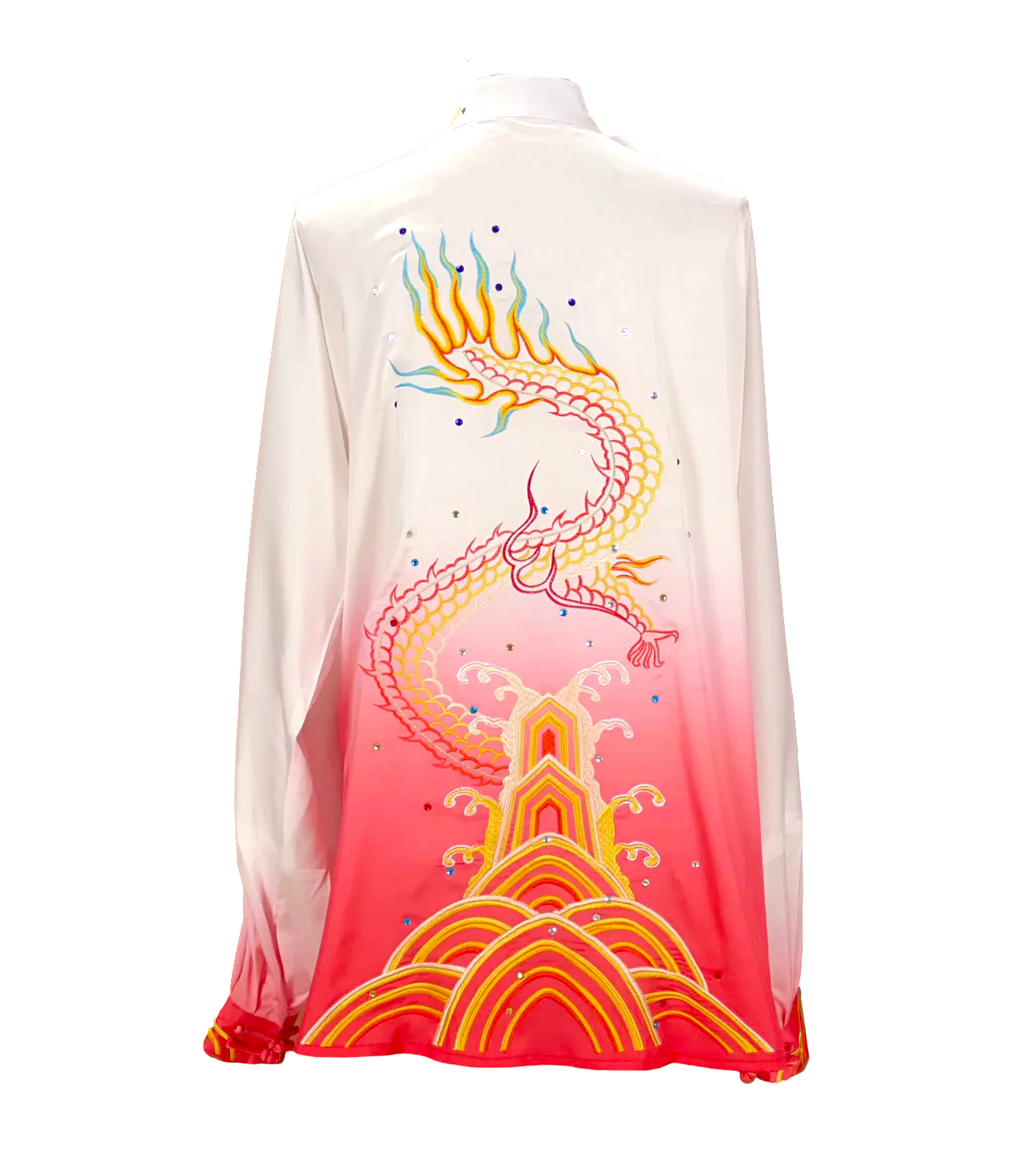 UC026 - White/Red Gradient Uniform with Dragon Embroidery