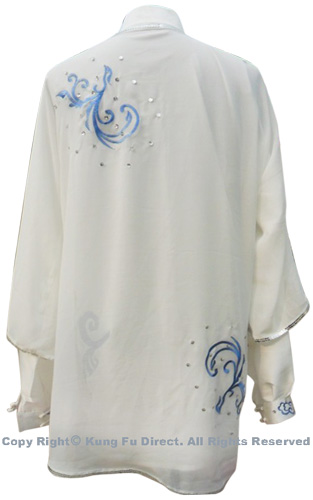 UC065 - White Uniform with Blue Abstract Dragon Embroidery