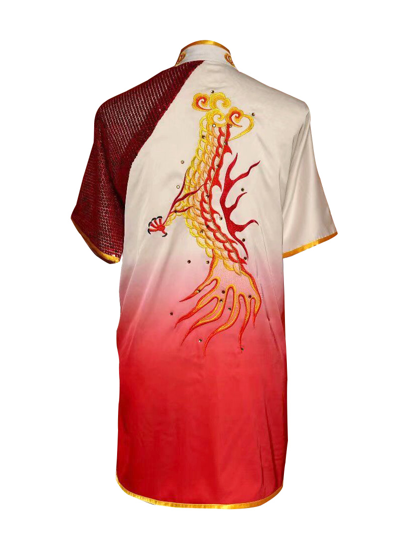 UC094 - Red/White Gradient Uniform with Dragon Embroidery
