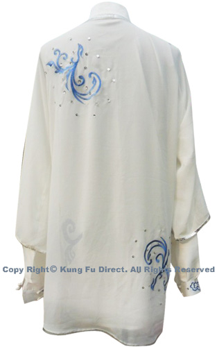 UC111 - White Shawl with Blue Flower Embroidery－ Shawl Only
