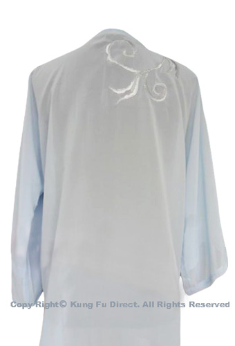 UC115 - Light Blue Shawl with Sliver Flower Embroidery