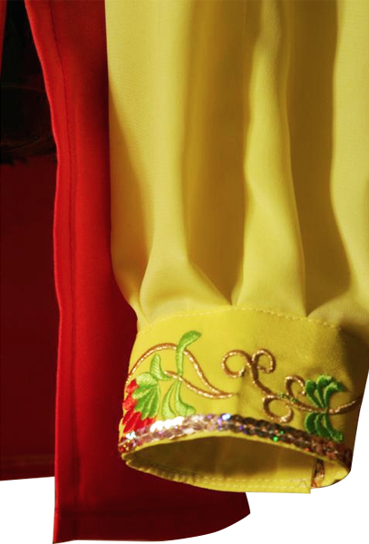 UC207 - Yellow and Red Gradient Flower Embroidery Long Sleeves