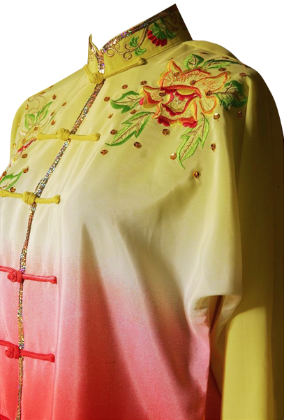 UC207 - Yellow and Red Gradient Flower Embroidery Long Sleeves