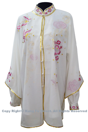 UC803 - White Uniform With Pink Flower Embroidery and White Jewel