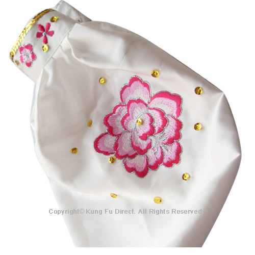 UC803 - White Uniform With Pink Flower Embroidery and White Jewel