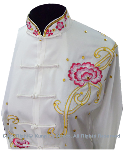 UC803 - White Uniform With Pink Flower Embroidery and White Jewel