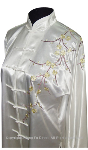 UC841 - White Uniform with Filled Blossom Embroidery