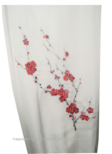 UC856 - White Uniform with Filled Red Blossom Embroidery 