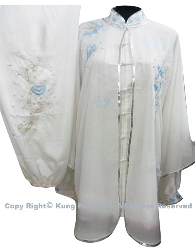 UC876 - White Uniform With Light Blue Flower Embroidery and White Jewel