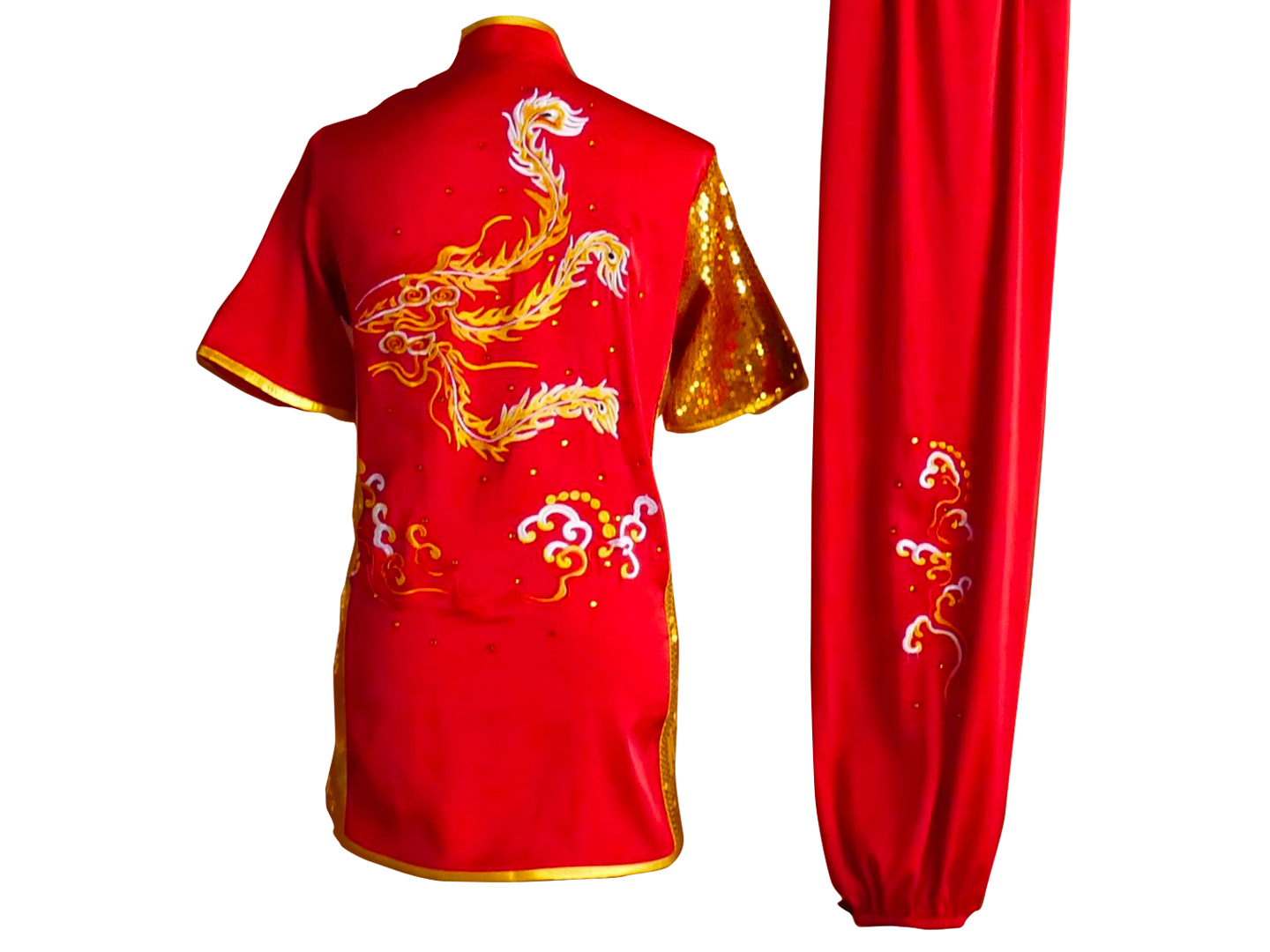 UC2022-20 Red & Gold Uniform with Phoenix and Water Wave Embroidery (Pre-Order)