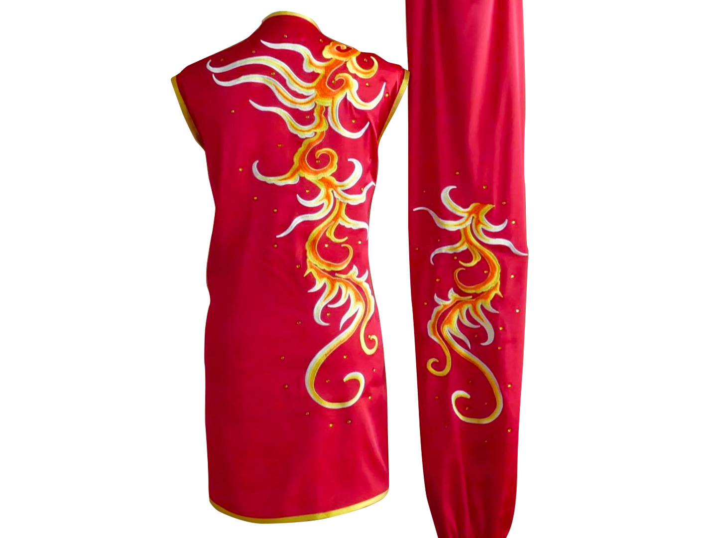 UC2022-38 Red & Gold Dragon Embroidery Wushu Uniform