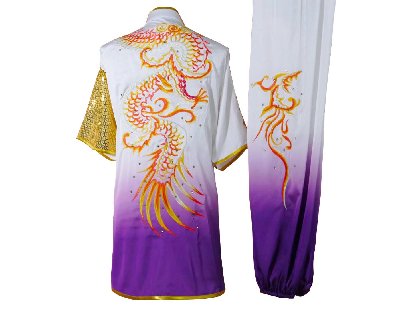UC2022-51 White & Purple Gold Dragon Embroidery Wushu Uniform
